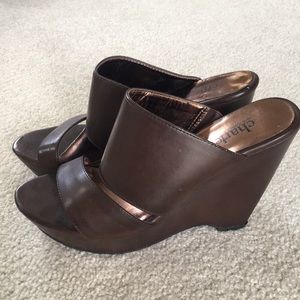 Charles David Brown wedge sandals